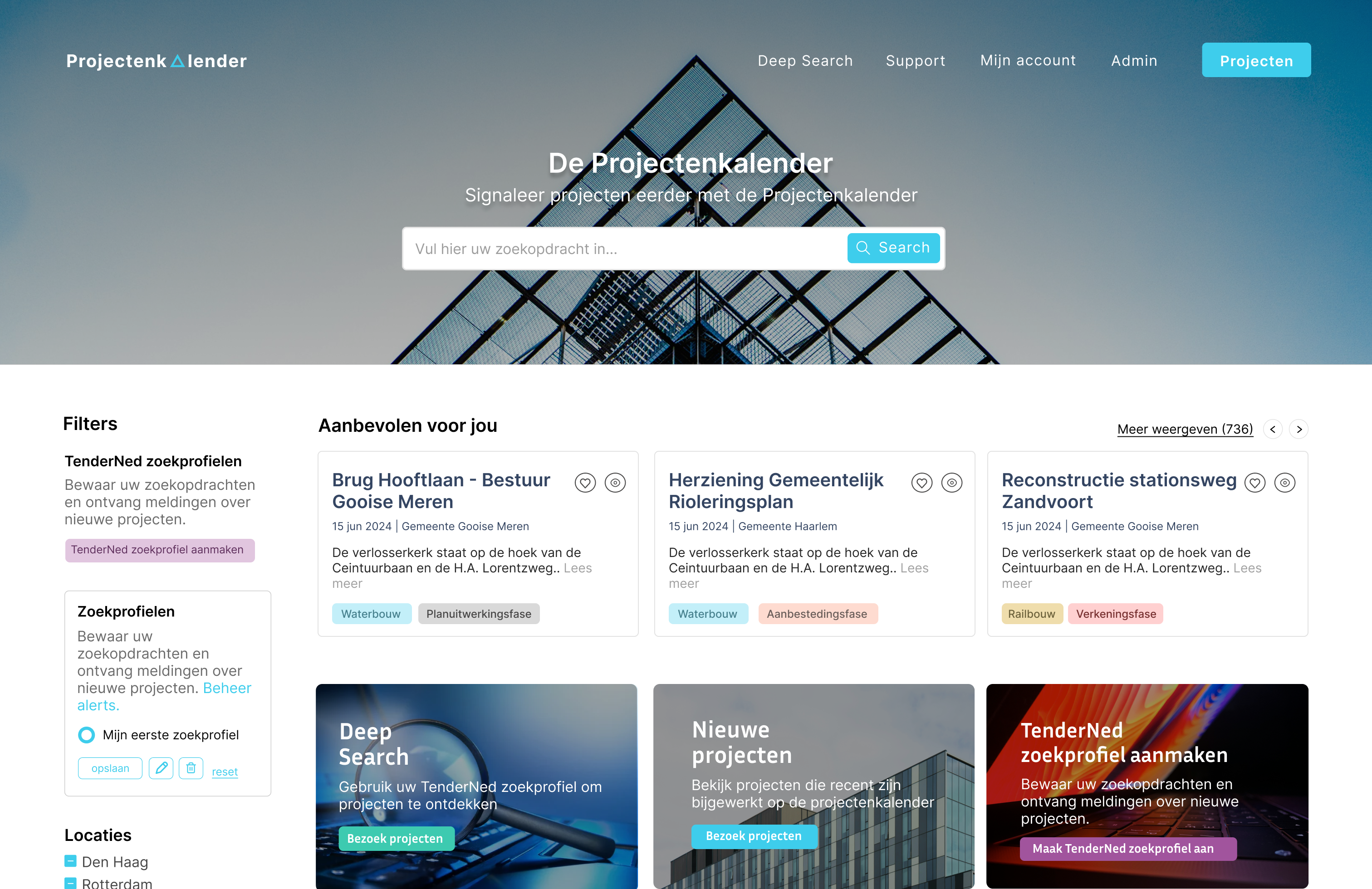 Projectenkalender dashboard